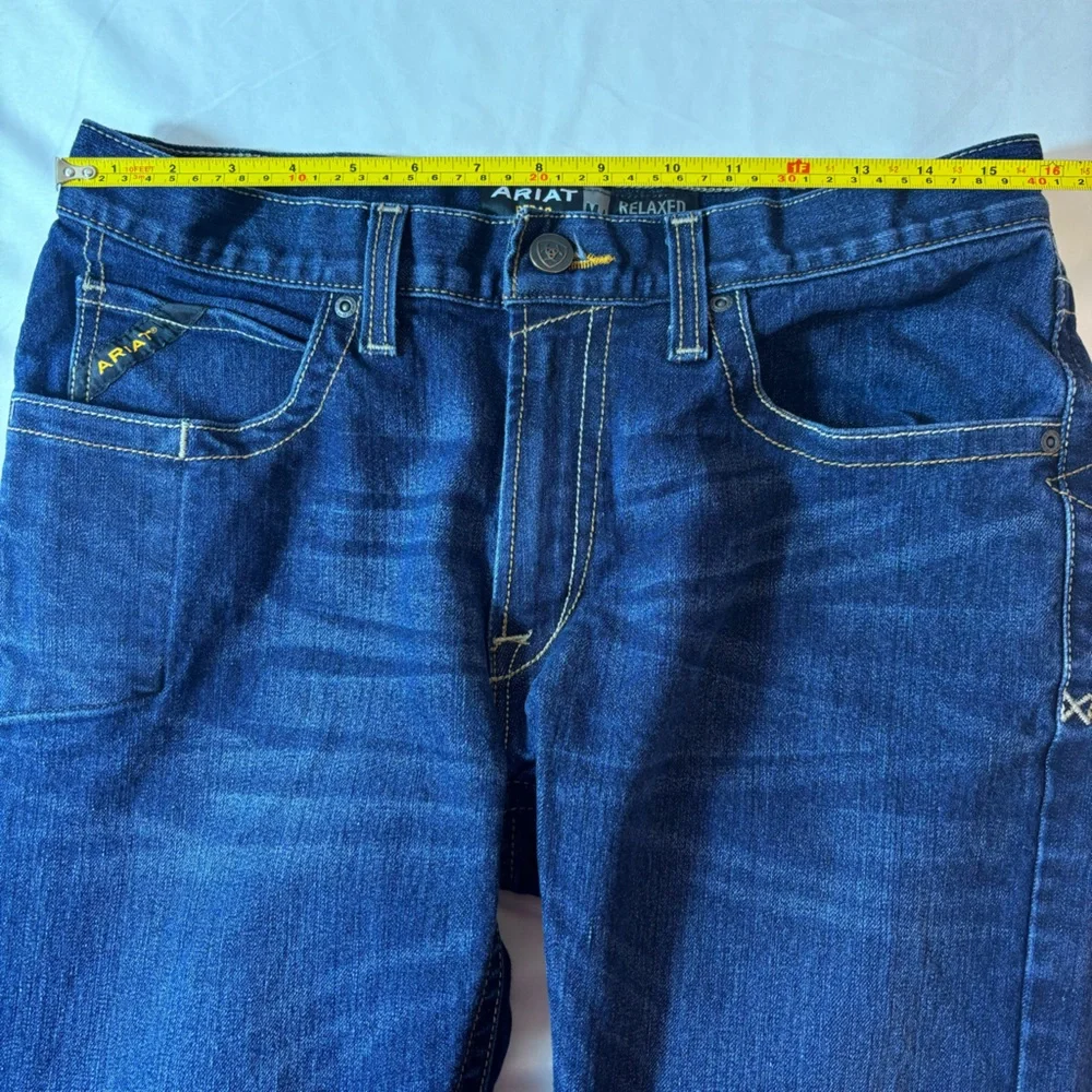 Ariat Maritime Jeans Rebar M4 Durastr Edge Relaxed Boot Cut Blue Jean Size 32x29